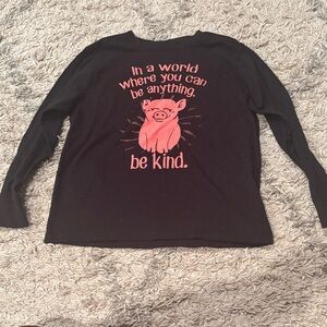 Kids Long Sleeve Shirt with Pink Pig Design YM 10-12